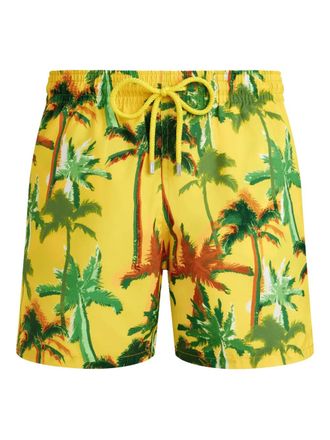 Vilebrequin Palms Offset swim shorts - men - Recycled Polyester - XXXXL - Yellow