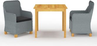 vidaXL Vidaxl - Juego de comedor para jardín 3 piezas gris claro