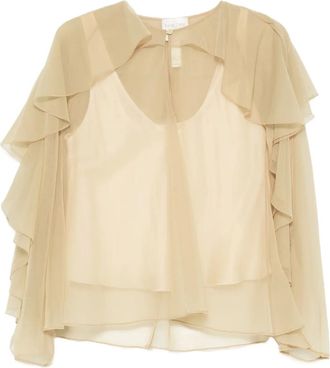 Forte_Forte Blusa con ruches - Toni neutri