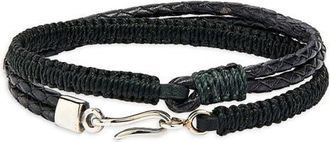Caputo & Co. Mens Double Wrapped Braided Leather Bracelet in Black at Nordstrom