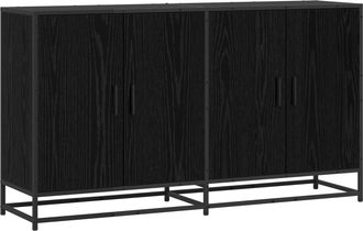 vidaXL Aparador Roble Negro 134 X 35 X 76 Cm Madera De Ingenier&iacute;a Vidaxl