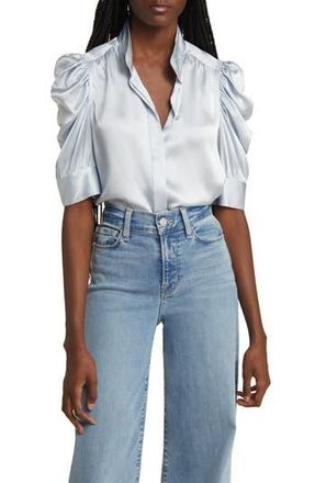 Frame Denim Gillian Silk Button-Up Shirt in Denim Blue at Nordstrom Rack, Size Xx-Small