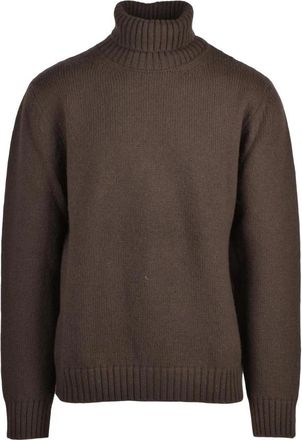 Eleventy Maglione Collo Alto - Heren - Coltruien - Bruin - XL - Wol - Truien & Vesten