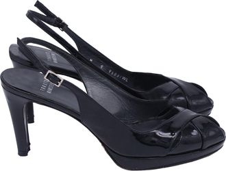 Stuart Weitzman Slingback Pumps in Black Patent Leather