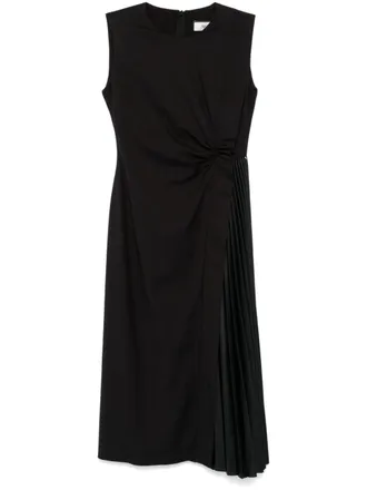 Nissa asymmetric midi dress - women - Wool/Viscose/Polyester/Spandex/Elastane/Viscose/Elastane - 36 - Black