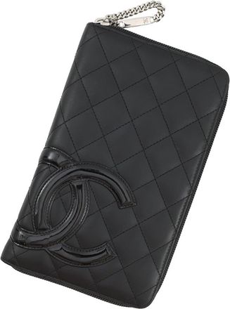 Chanel Black Leather Long Wallet (Bi-Fold) (Pre-Owned)