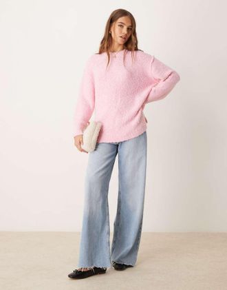 Glamorous oversized cozy knit sweater in candy pink
