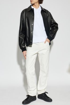 Balmain Polo With Embroidered Logo, Mens, White