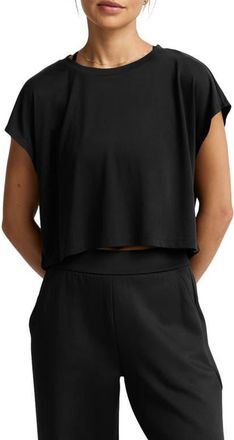 Beyond Yoga Studio Knit Crop T-Shirt in Black at Nordstrom, Size X-Large