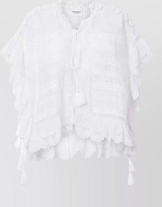 Isabel Marant lace dress striped pattern ruffled hem tassels