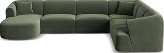 Cosmopolitan Design Sof&aacute; esquinero modular panor&aacute;mico izquierdo 7 plazas terciopelo verde