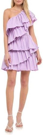 endless rose One-Shoulder Ruffle Minidress in Lilac at Nordstrom Rack, Size X-Small