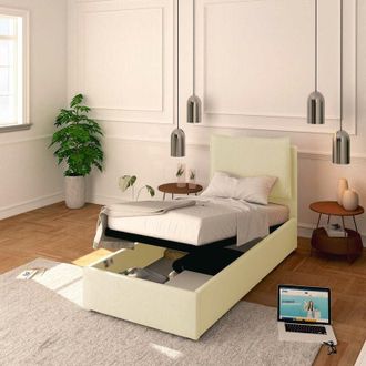 Baldiflex Baldiflex - Letto Contenitore Singolo 90x200 Licia in Ecopelle con Rete a Doghe colore Crema Cream