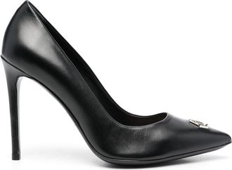Philipp Plein logo-plaque 100mm heeled pumps - women - Calf Leather/Calf Leather/Calf Leather - 38 - Black