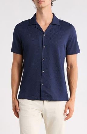 Ted Baker Textured Knit Camp Shirt in Midnight Sail at Nordstrom Rack, Size 6(Xxl)