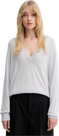Iro Haru Sweater - Dames - V-hals truien - Grijs - XS - Wol - Truien & Vesten