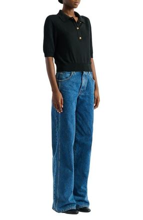 Balmain Knitted 3-button polo in Black at Nordstrom, Size 36 Eu