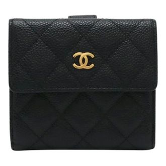 Chanel Pre-owned Wallets, female, Black, Size: ONE SIZE Pre-owned Caviar Skin Bifold Wallet