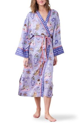 Printfresh Satin Robe in Lavender Glaze at Nordstrom, Size Xx-Small