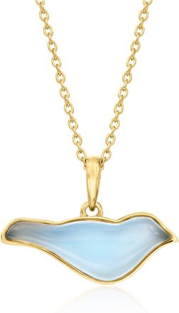 Ross-Simons Blue Chalcedony Bird Pendant Necklace in 18kt Gold Over Sterling