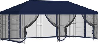 vidaXL Gazebo Con Paredes Laterales 6 X 3 M Azul Poli&eacute;ster Y Acero Vidaxl