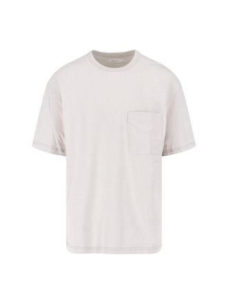 Christophe Lemaire Cream Cotton-Linen Contrast Stitching T-Shirt
