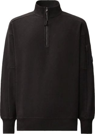 C.P. Company C.p. Company - Diagonal Raised Fleece Lens Half Zip Sweatshirt - Heren - Sweatshirts & Hoodies - Zwart - Maat: XL Fleece