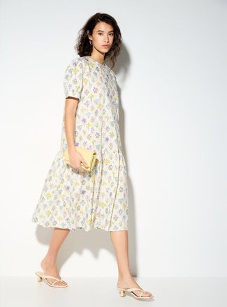 Icone Womens Tiered floral-print poplin midi dress