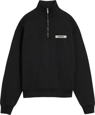 Jacquemus Felpa con mezza zip - Nero