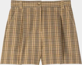 St. John Plaid Pleated Technical Shorts