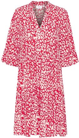 Saint Tropez Crimson Leopard Jurk met Ruchedetails - Dames - Casual kleedjes - Roze - XS - Kleedjes