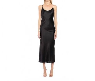 Mother of All Kelly Stretch Silk Slip Dress In Black