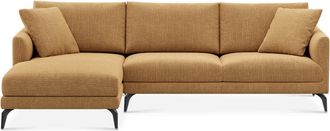 Castlery Lena Chaise Sectional Sofa Left Facing Customized, (Washed Chenille) Caramel, Machine Washable, Castlery