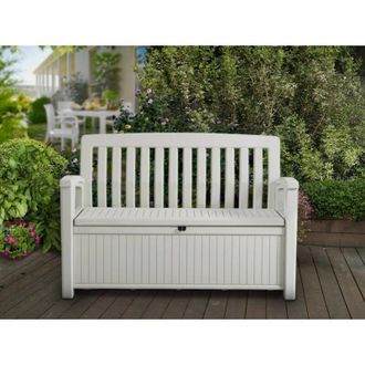 Dmora Dmora - Cassapanca outdoor Emarese, Baule da giardino, Contenitore da esterno, Panchina contenitore da esterno, 133x61 h89 cm, Antracite