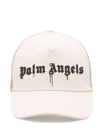 Palm Angels logo-print trucker cap - White