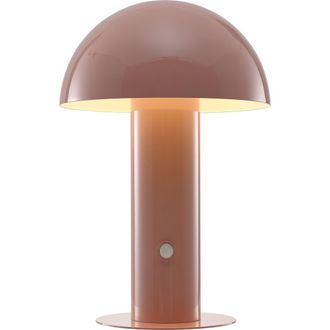 Jonathan Y Designs Boletus Contemporary Bohemian Rechargeable/Cordless Iron Integrated Portable LED Mushroom Table Lamp in Pink at Nordstrom