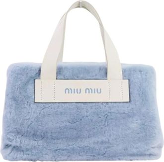 Miu Miu Pre-owned Tote Bags, female, Blue, Size: ONE SIZE Pre-owned Shearling 2way Tote Bag