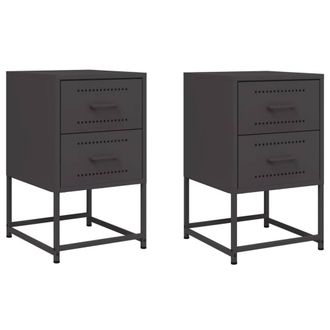 Berkfield Home Bedside Cabinets 2 pcs Black 36x39x60.5 cm Steel
