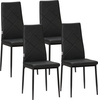 HOMCOM Dining Chairs - Faux Leather Kitchen Chairs - Black - 4 Pieces | TJ Hughes