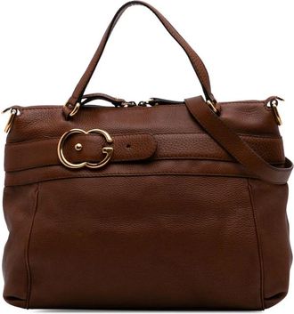 Gucci Pre-owned Handbags, female, Brown, Size: ONE SIZE Pre-owned Leather Top Handle Bag