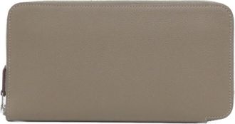 Herm&egrave;s Blue Etoupe Gray Taupe Silk Long Wallet (Bi-Fold) (Pre-Owned)