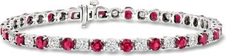 Ross-Simons Ruby and Diamond Tennis Bracelet in Sterling Silver