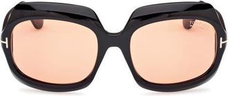 Tom Ford Ren 60mm Geometric Sunglasses in Black/other /Brown at Nordstrom