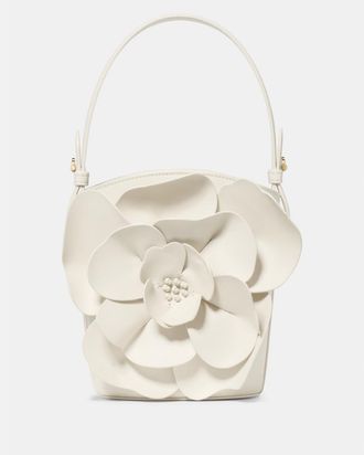 Kate Spade New York Womens Flora Bucket Bag - White Leather - One Size