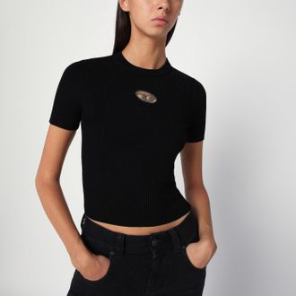 Diesel Black ribbed short-sleeve M-Valari sweater