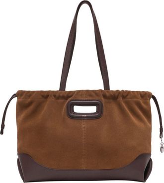 Maje Leather and suede Milpli tote bag in Camel/brown at Nordstrom, Size Medium