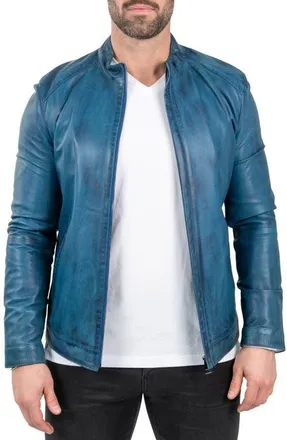 Maceoo Leather Jacket in Blue at Nordstrom, Size 4