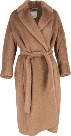 Max Mara Pre-owned Womens Max Borbone Double Breasted Teddy Coat in Brown Alpaca - Mocha Wool - Size 12 UK