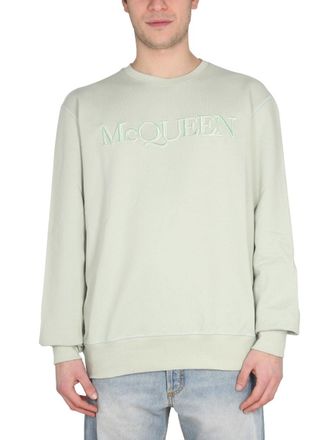 Alexander McQueen Logo-Embroidered Cotton Sweatshirt - Green