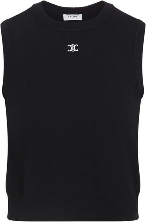 Celine Sleeveless Tops, female, Black, Size: XS Top in Fine Wool
